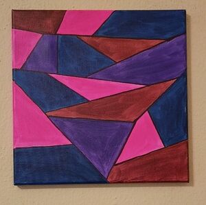 Handmade Handpainted Geometric Abstract Wall Decor 12x12"